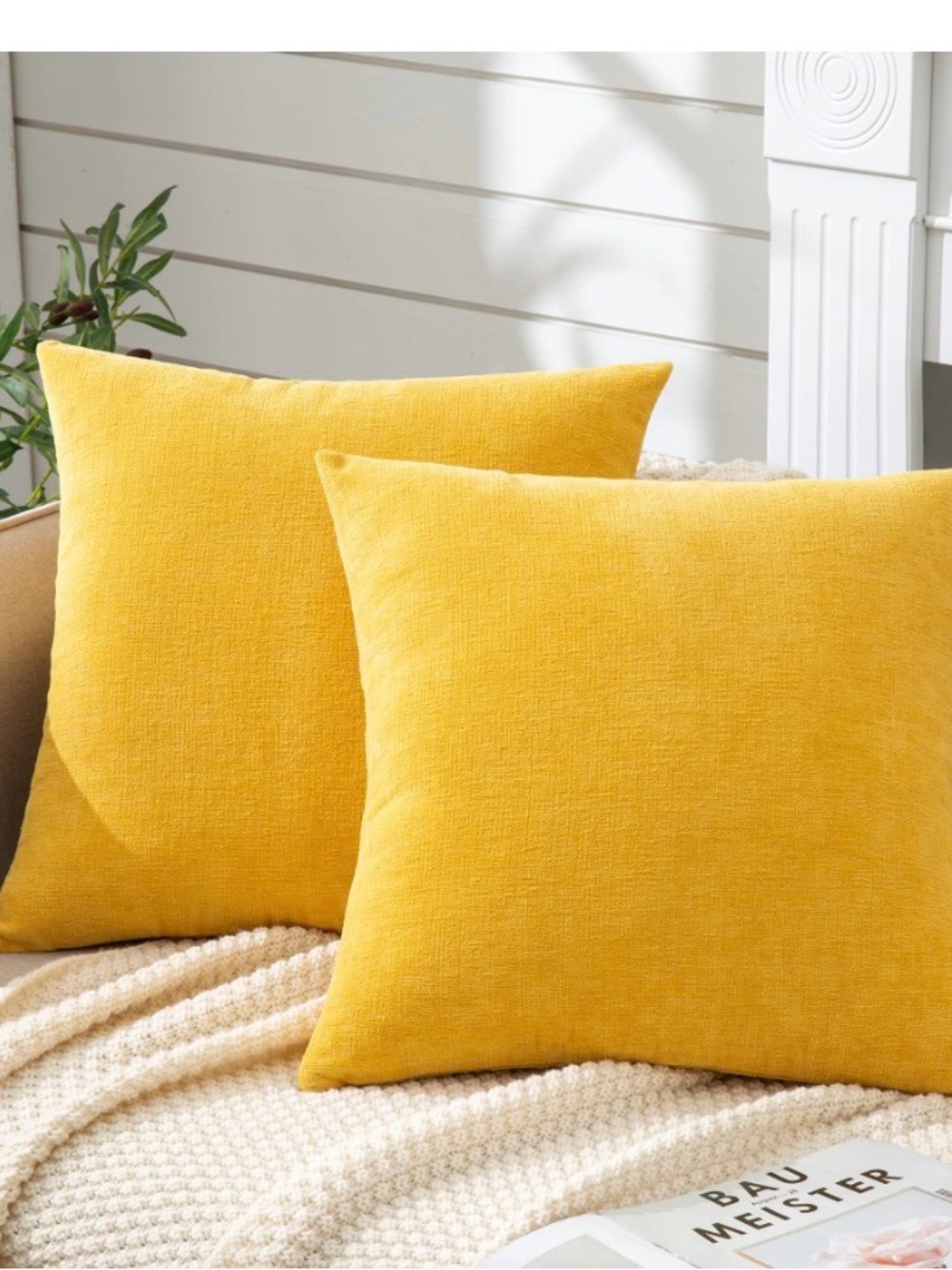 Yellow Decorative Throw Pillow Pair - Brand: